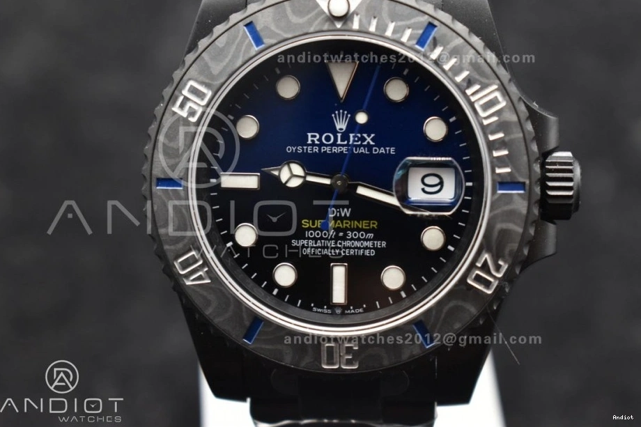 Sandblasted DIW Bracelet Dial Best Edition DLC on VS3135 Blue Submariner VSF 1:1 DLC Black 0117